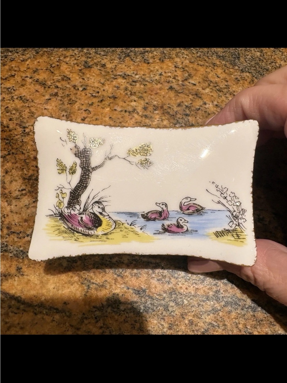 Vintage Philippe Deshoulieres White Ceramic Trinket Box w/Duck Motif